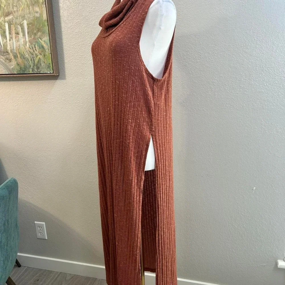 FREE PEOPLE | FP Beach Rust Ribbed Sleeveless Cowl Neck Midi Dress - Size M